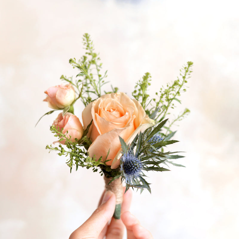 Bunga Jas Pengantin Pria Peach Jakarta | Three Bouquets