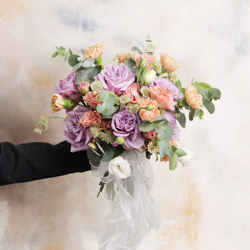 buket bunga ingrid mawar lilac peach