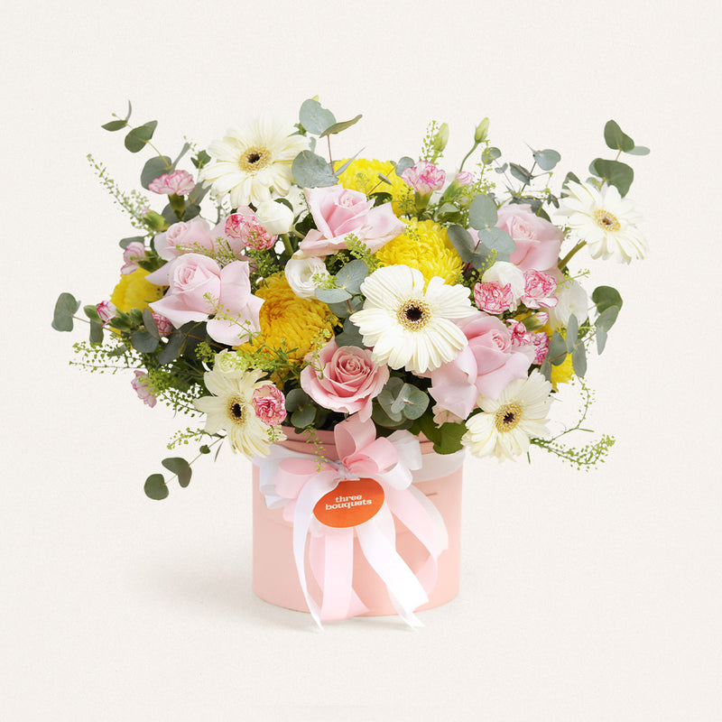 bloom box bunga mawar peach