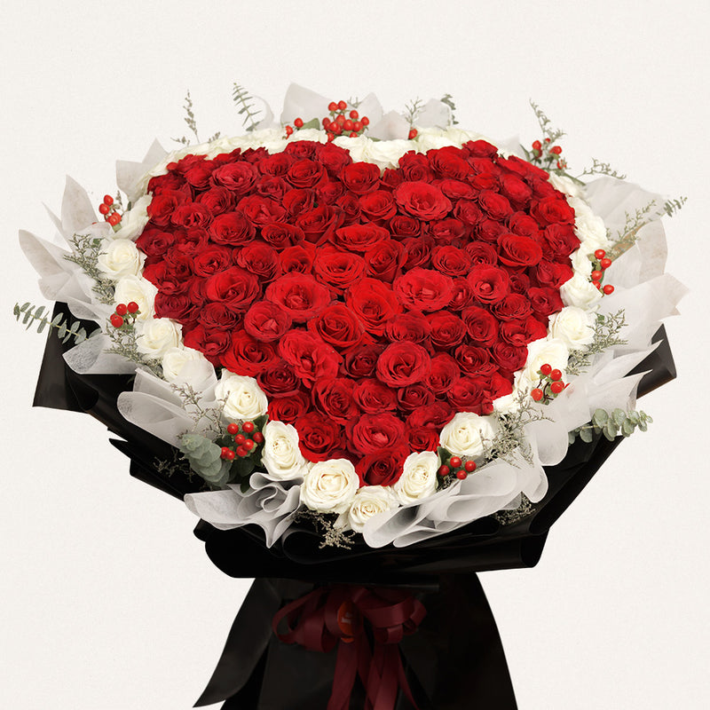 rosaline buket bunga 100 mawar merah