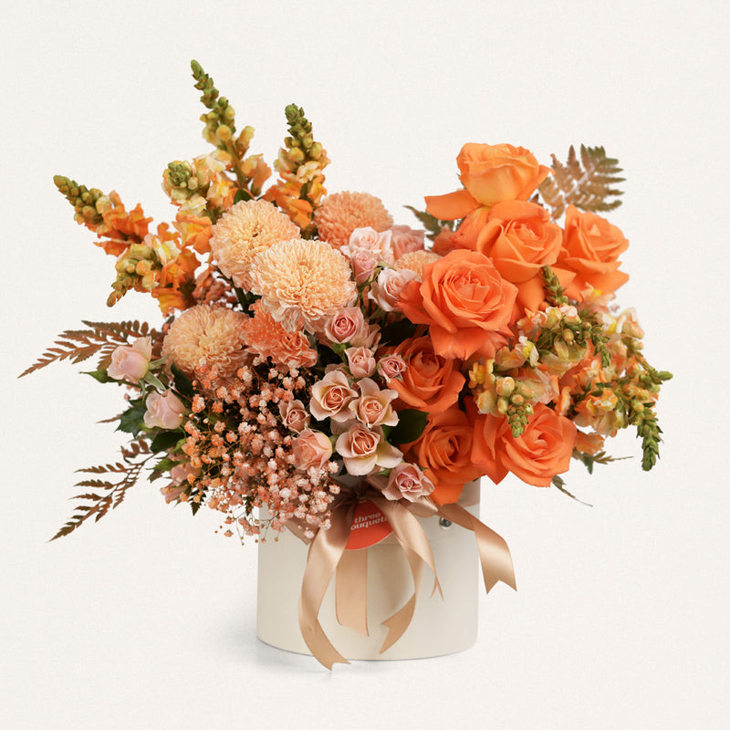 Bloom Box Premium Mawar Orange Adeline | Three Bouquets