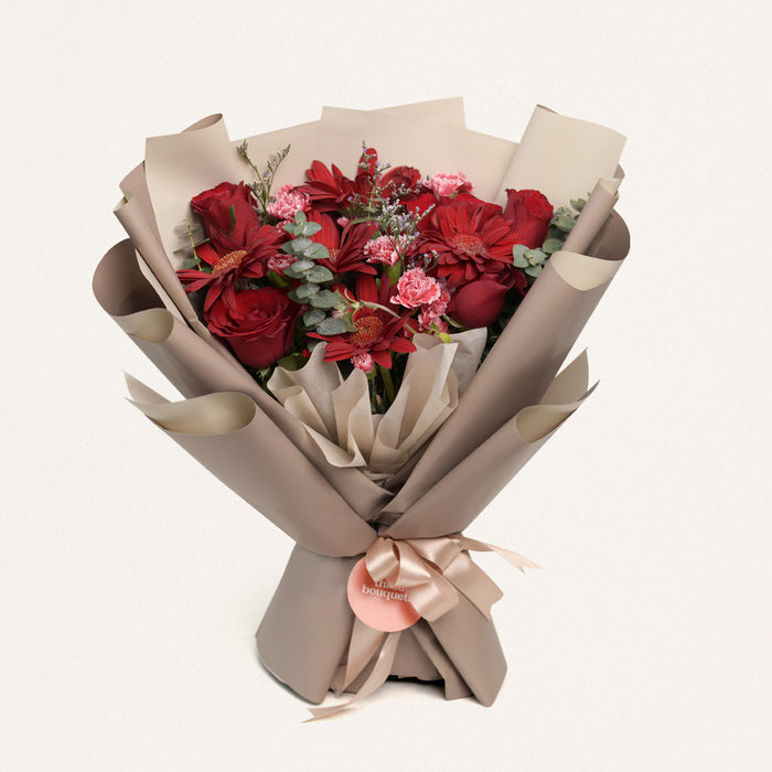 Buket Bunga Mawar dan Gerbera Merah Berry Jakarta | Three Bouquets