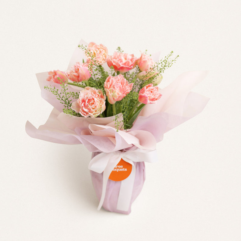 Vas Bunga Tulip Pink Ella Jakarta | Three Bouquets