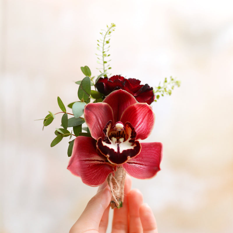 Red Boutonnière Three Bouquets