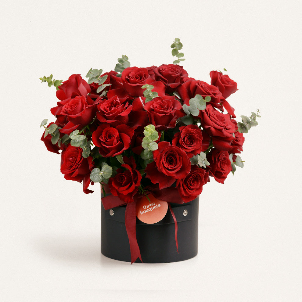 Bloom Box Mawar Merah Nova Jakarta | Three Bouquets