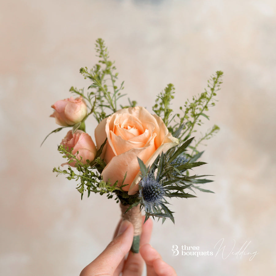 Peach Boutonnière - Three Bouquets