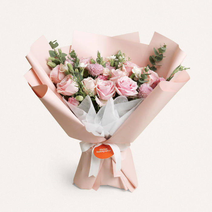 Buket Bunga Mawar Pink Muda Regina Jakarta | Three Bouquets